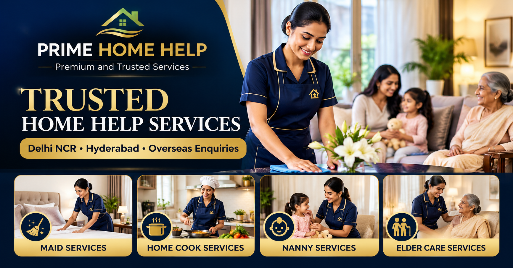 Best Maid, Cook & Nanny Services in Delhi NCR & Hyderabad | Prime Home Help
